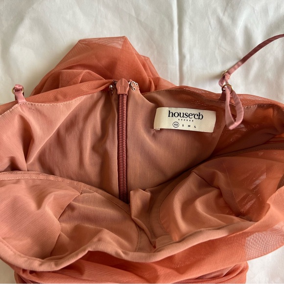 House of CB Sirene Antique Rose Gathered Organza Mesh Midi Dress - Picture 6 of 8